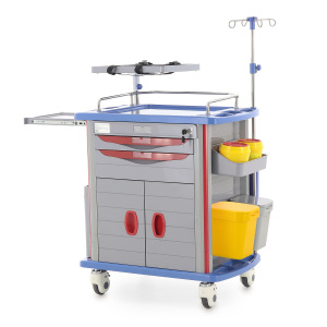 Тележка медицинская Med-Mos ET850-02 (ТМ-021АН-00), 2 ящика, 6 контейнеров, на колесах, пластик